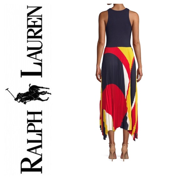 Polo RL Colorblock Pleated Georgette Maxi Dress - Picture 3 of 8